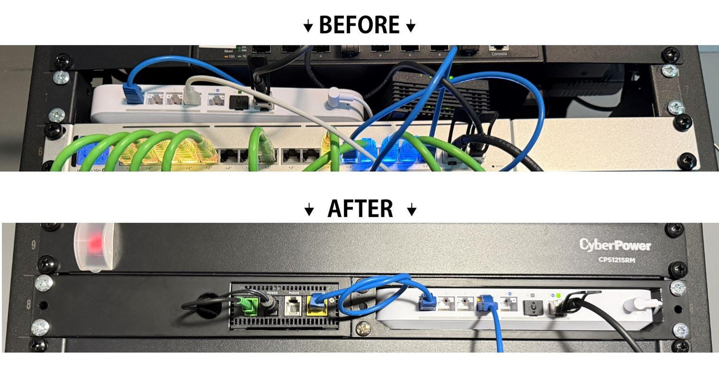 UniFi Cloud Gateway Fiber Rack Mount | UCG Fiber 19" Rack Mount with ONT Shelf | Calix 803G Mount | Homelab Network Rack Bracket