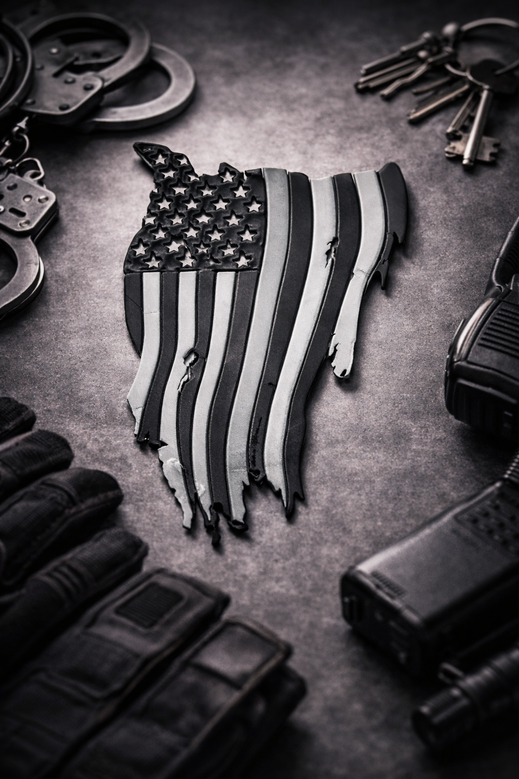 Tattered Glory – Thin Line American Flag Wall Decor | 3D Printed Distressed Flag | Police, Firefighter, Military Tribute