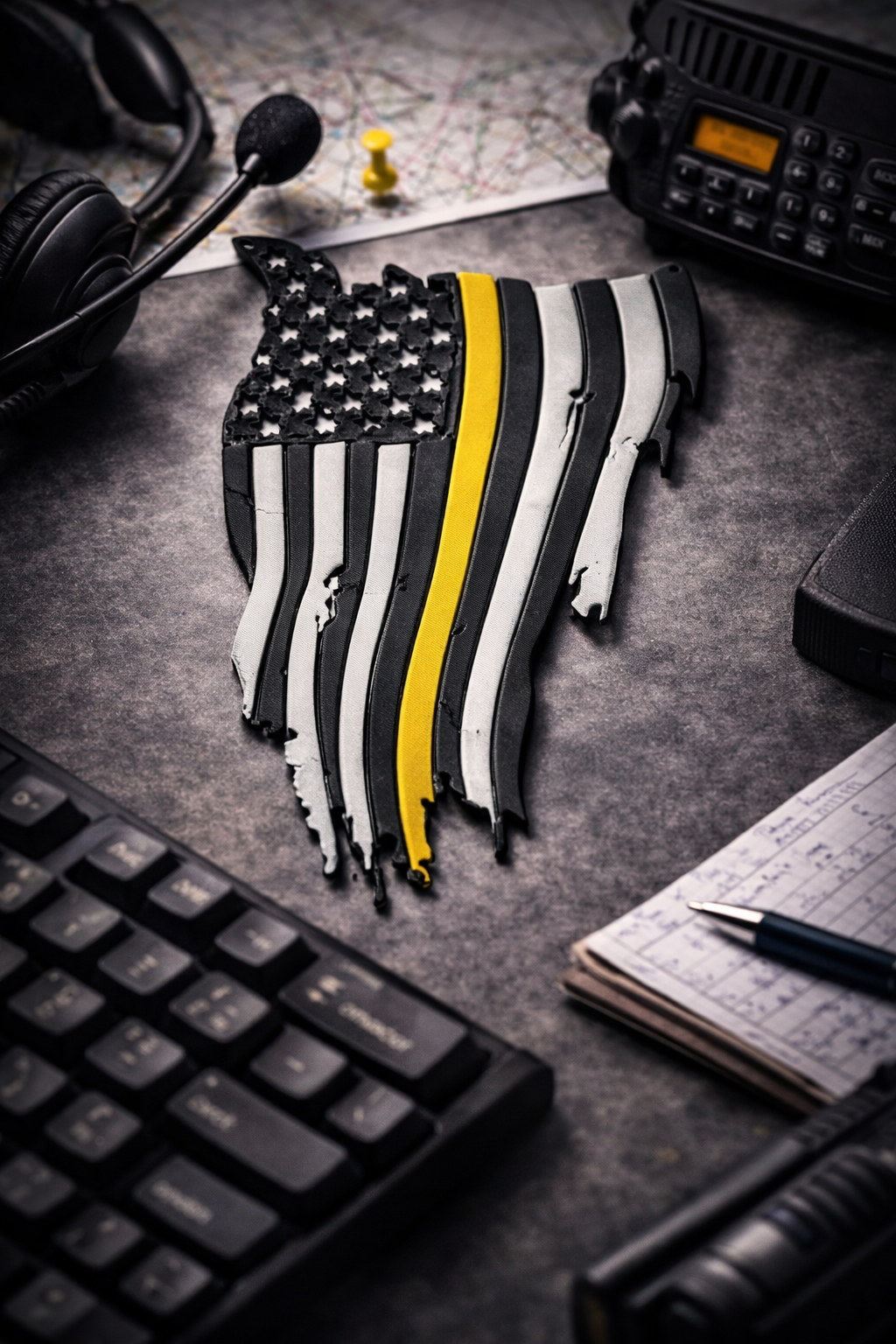 Tattered Glory – Thin Line American Flag Wall Decor | 3D Printed Distressed Flag | Police, Firefighter, Military Tribute