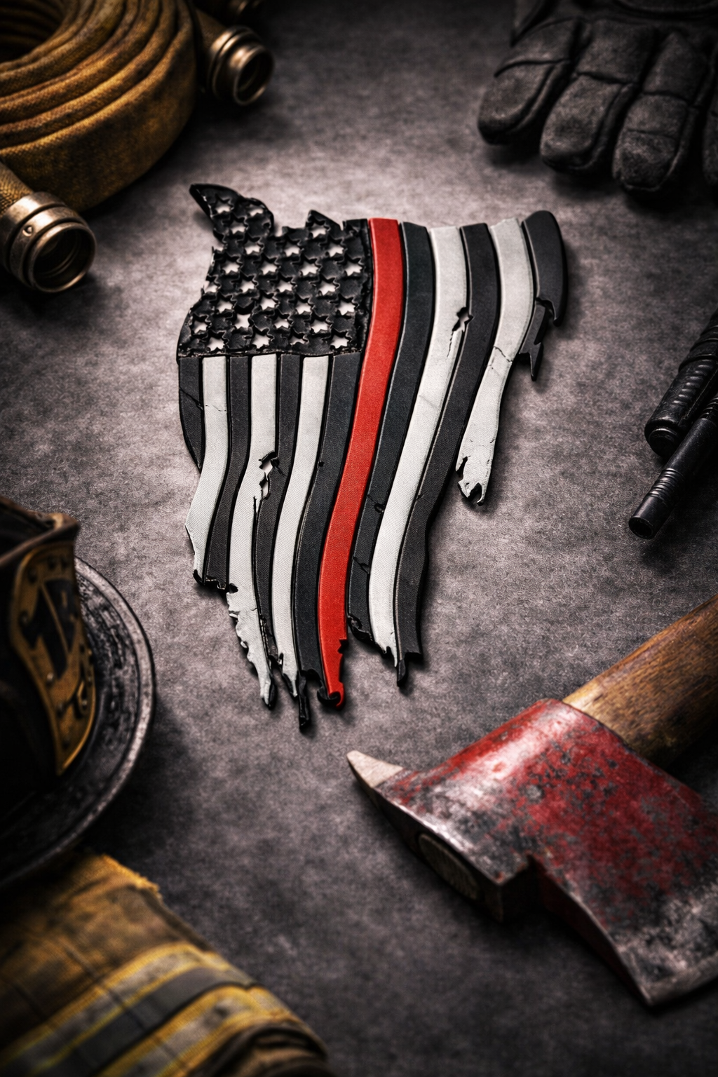 Tattered Glory – Thin Line American Flag Wall Decor | 3D Printed Distressed Flag | Police, Firefighter, Military Tribute