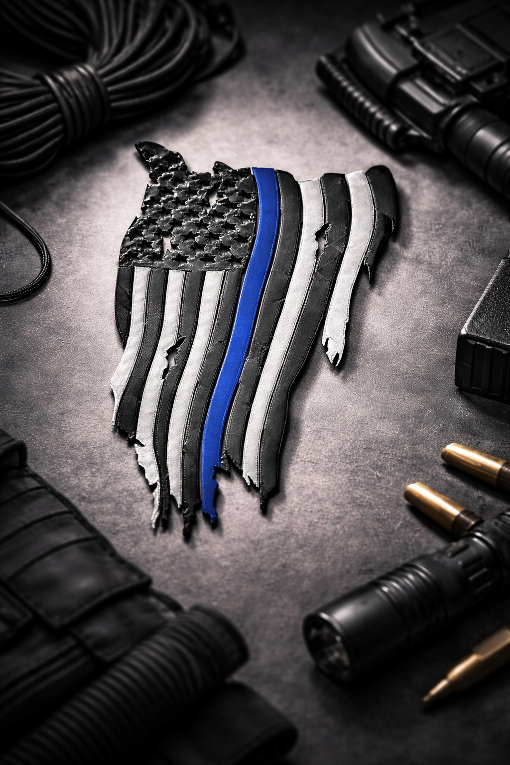 Tattered Glory – Thin Line American Flag Wall Decor | 3D Printed Distressed Flag | Police, Firefighter, Military Tribute