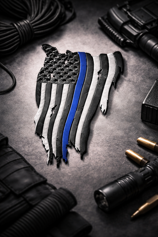 Tattered Glory – Thin Line American Flag Wall Decor | 3D Printed Distressed Flag | Police, Firefighter, Military Tribute